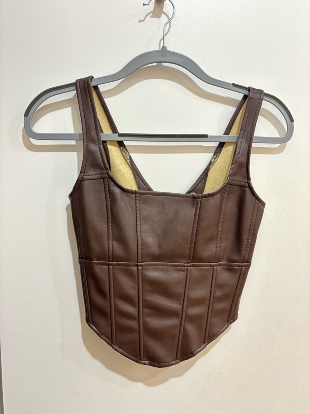 Brown Faux Leather Corset “Amara” Top
